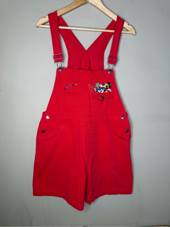 Disney Other - 90s Y2K Bib Overalls Shorts Shortalls Mickey Mouse Donald Large Embroidered Vtg